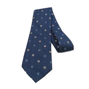 Corbata de seda Michael Kors para hombre 62,5” azul marino geométrica cuadrada preppy clásica nueva - Imagen 1 de 3