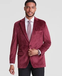 Michael Kors Mens Classic fit Velvet Sport Coat Blazer 40 R Red Solid - Picture 1 of 2