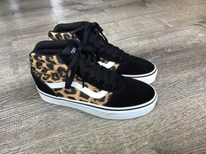 Vans Sk8 Hi Leopard Womens Size 6.5 Shoes Black White Brown Athletic Sneakers - Picture 1 of 14