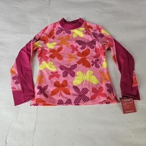 Lands End Girl’s Rash Guard Long Sleeve Swim Top Pink size 7 8 New with Tags - Picture 1 of 10