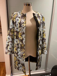TOP SHOP Light Blue & Grey Floral Coat Size UK6 - Picture 1 of 7