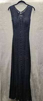Vestido largo para mujer 4 negro crochet acampanado NYE Y2K hada capricho victoriano Foto 1 de 4