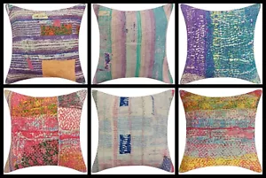 Funda de cojín cosida fina hecha a mano surtida funda de almohada Kantha tiro indio - Imagen 1 de 6