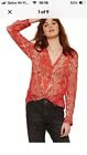 Mint Velvet Size 12 M Red Tory Snake Print Shirt Blouse Top Bnwt Rrp $139.95