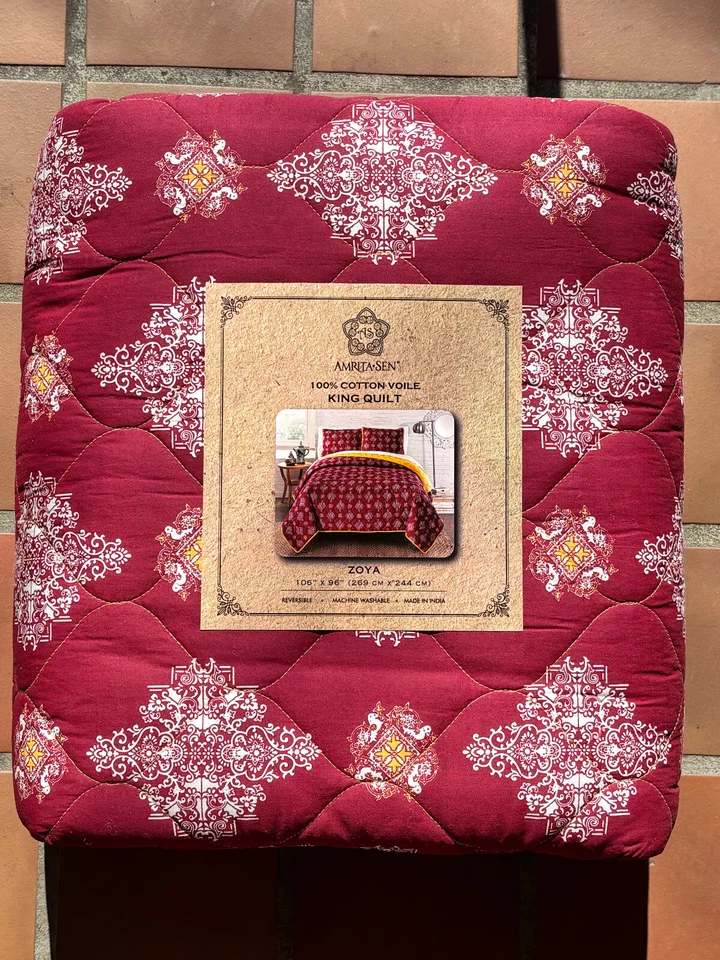 Edredón de algodón Amrita Sen ZOYA King 106" X 96" (invierte a dorado) Foto 1 de 4