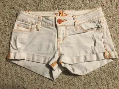  E.N.R Evolution not Revolution women's Denim Distressed Stretch shorts  Size 1 - Image 1 of 4