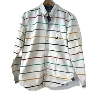 Camisa Staple Pigeon Rayas Para Hombre Botón Frontal Algodón L Blanca Multicolor Foto 1 de 4