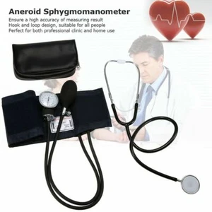 Stethoscope &Manual Adult Blood Pressure Cuff Kit Aneroid Sphygmomanometer Gauge - Picture 1 of 12