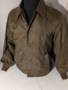 Sears Vintage Outerwear Windbreaker Jacket Fleece Lining Snap up Brown Reg Med - Picture 1 of 10