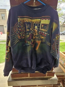 Vintage ART UNLIMITED Holiday Spirit Christmas Pullover Sweater All Over Graphic - Picture 1 of 6