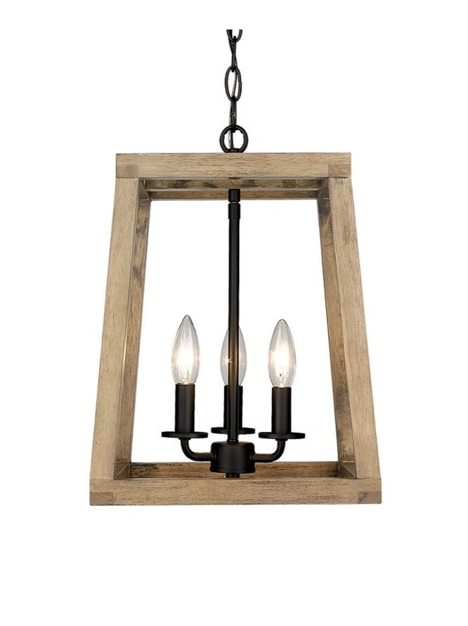 CFC Lighting CB203WWMB Rustic Farmhouse Geometric Wooden and Black Lantern