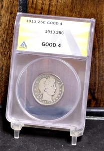 1913 Barber Quarter - ANACS G4 (#58555-L) - Picture 1 of 12