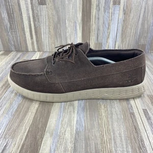 Size 14 - Skechers On-The-Go Glide Vision Boat Shoes Brown Leather - Picture 1 of 12