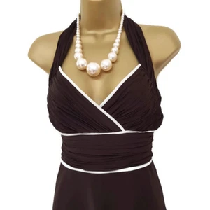 Coast Womens Halterneck Chiffon Ruched Midi Dress Fit & Flare 12 Party Occasion - Picture 1 of 5
