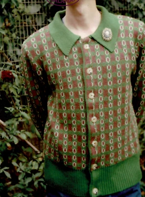 Cárdigan unisex Chateau Orlando verde y marrón, talla S Foto 1 de 4