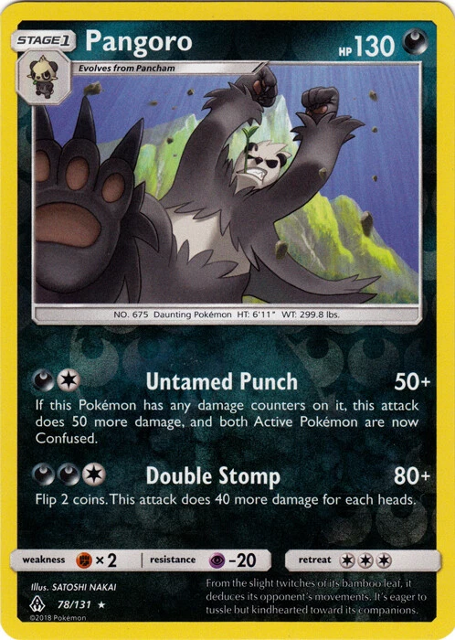 x1 Pangoro - 78/131 - Rare - Reverse Holo Pokemon SM6 Forbidden Light M/NM - Image 1 of 1