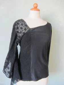 Morgan de toi Bluse T-Shirt schwarz Gothic Spitze asemetrisch Größe 38 M (T2) - Bild 1 von 5
