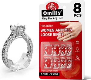 Medidores de anillo Omilly para anillos sueltos, paquete de 8 tamaños protectores de anillo, tamaño de anillo de silicona - Imagen 1 de 12