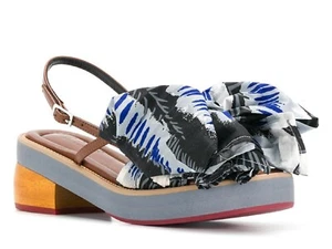 Marni kitten Women's heeled slingback sandals big fabric bow Size UK 6 - IT 39 - Picture 1 of 4
