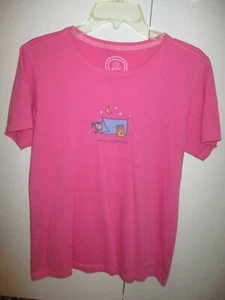 LIFE IS GOOD PINK SHORT SLEEVE WOMEN CLASSIC FIT T-SHIRT SIZE M - Picture 1 of 7