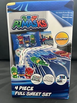 CONJUNTO COMPLETO DE LENÇÓIS DE MICROFIBRA 4 peças Disney PJ MASKS fronhas planas ajustadas - Imagem 1 de 3