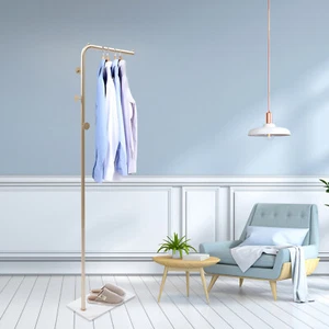 Stylish Gold Freestanding Clothes Rack with Multi-Functional Storage - Picture 1 of 11