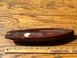 Antique 19th century pond boat hull model toy AAFA sailboat old red paint wooden - Picture 1 of 6