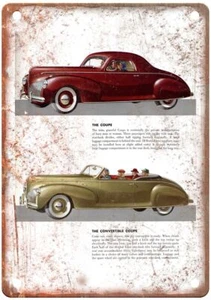 Vintage 1941 Lincoln Coupe and Coupe Auto Ad Retro Look Metal Sign A4113 - Picture 1 of 2