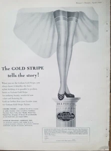 1949 womens Gotham gold stripe hosiery stockings legs pedestal vintage ad - Picture 1 of 1