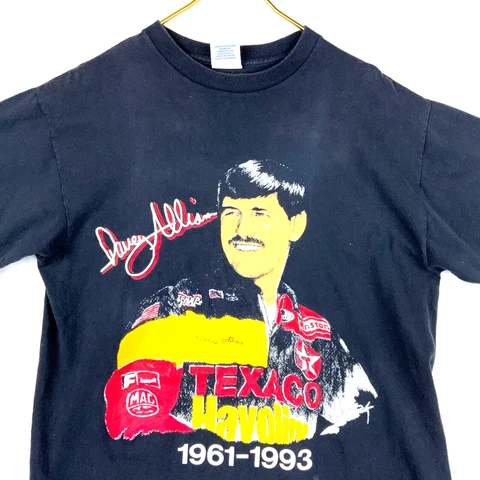 Vintage Davey Allison Texas Havoline T-shirt Large Black Nascar Double Sided Cover