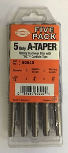 Hawera Bosch 5 Pack A-Taper Rotary Hammer Carbide Bits 1/2" 60540 NEW - Picture 1 of 2