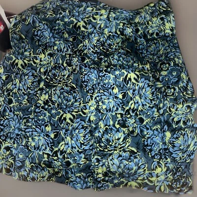 Atención Talla 18 Azul Marino Colorido Floral Clásico Algodón Falda Oficina Otoño Boho Azul Foto 1 de 4