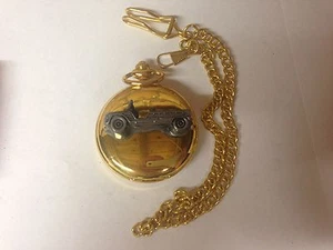 Mehari ref40 Pewter Effect Car on a polished Gold Case Pocket Watch - Picture 1 of 1