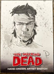 The Walking Dead 1/1 Hand Drawn Artist Sketch Trading Card  Rare Piece