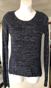 Women’s Hollister Sweater  Top Navy Blue crew neck High front Low bottom marled - Picture 1 of 4