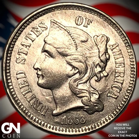 1868 3 Cent Nickel Piece  Q7554 Cover