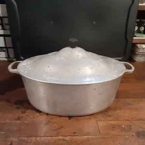 Vtg MAJESTIC COOKWARE Heavy Cast Aluminum Roaster Dutch Oven Oval shape - Picture 1 of 6