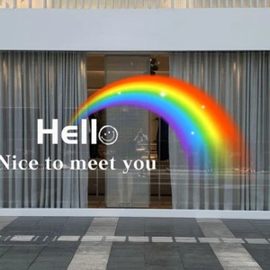 Office Shop Rainbow Glass Static Cling Stickers Showcase Colorful Window Decals - Picture 1 of 5