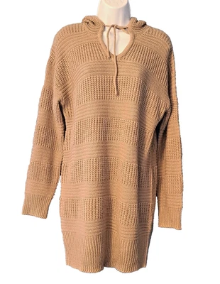 Vestido Suéter Derek Corazón Juniors XL Tostado Tejido Con Capucha Pullover Túnica Longline Foto 1 de 4