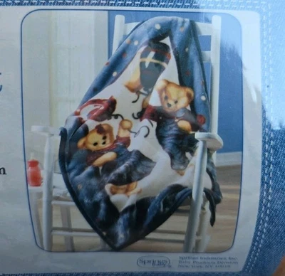 De Colección Azul Jean Oso de Peluche Felpa Vellón Bebé Manta Globos Niño Niña 30x45 Nuevo Foto 1 de 4