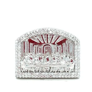 925 Sterling Silber Moisannit Herren Abendmahl Ring 13,90 g Größe 10 1,2 ctw  - Bild 1 von 3