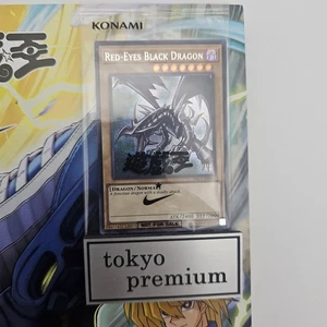 YuGiOh Red‑Eyes Black Dragon Secret Rare Nike Collaboration Promo Card + Jump - Picture 1 of 6