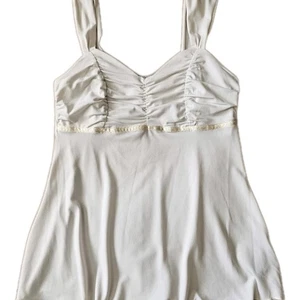 A.BYER Cream Ruched Babydoll Top S Macau Y2K Coquette Lingeriecore Ribbon Trim - Picture 1 of 7