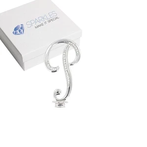 Rhinestone P Cake Topper Monogram Birthday Wedding Diamond Silver Crystal 4" - Picture 1 of 5
