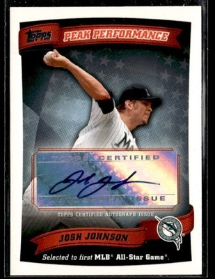 L10,705 - 2010 Topps Peak Performance Autographs #JJ Josh Johnson Auto - Image 1 of 2