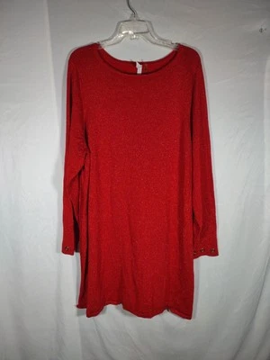 NY Collection Women Dress 3X Red Solid Sweater Knit  - Image 1 of 4