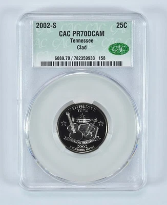 2002-S State Quarter Tennessee Clad PR70 DCAM CAC CACg *0777 - Image 1 of 4