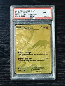 Pokemon PSA 8 Mint Legendary Treasures Full Art Gold Rare Reshiram 114/113 - Picture 1 of 2