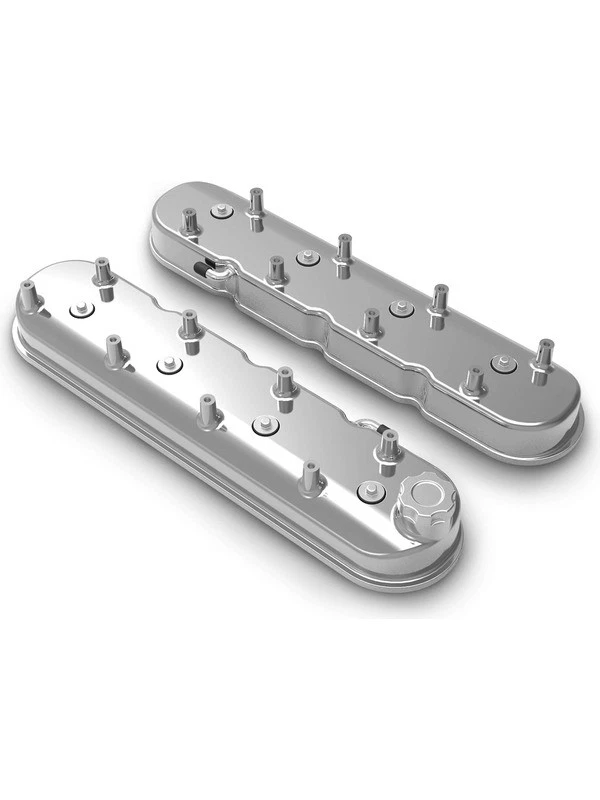 Holley Valve Covers Tall Cast Raw Chevy 4.8 5.3 5.7 6.0 6.2 7.0L (241-111) - Image 1 of 4