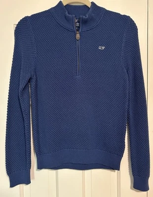 NOVO COM ETIQUETAS SUÉTER WAFFLE PULÔVER VINHEDOS Moonshine azul 1/4 zíper pequeno S 8 10 - Imagem 1 de 3